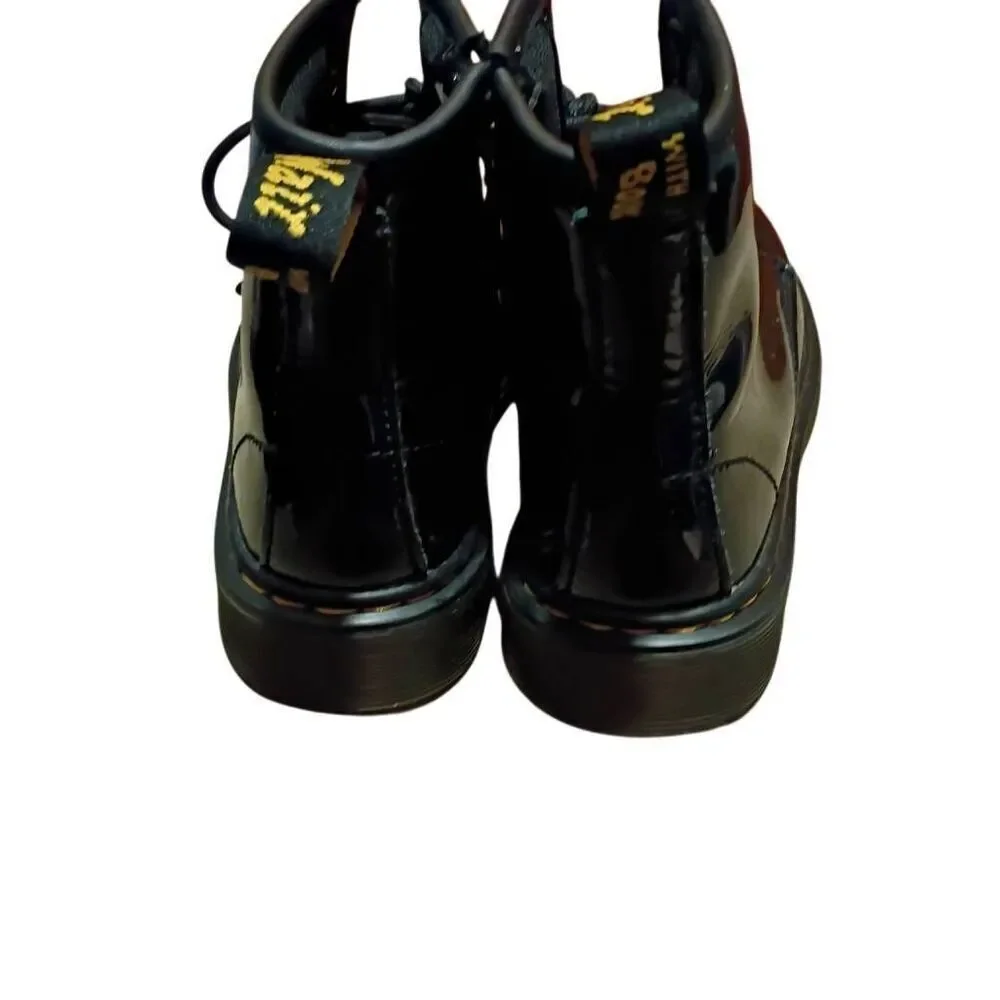 Dr. Martens Shiny Black Kids Boots Size 1 Zip Sides